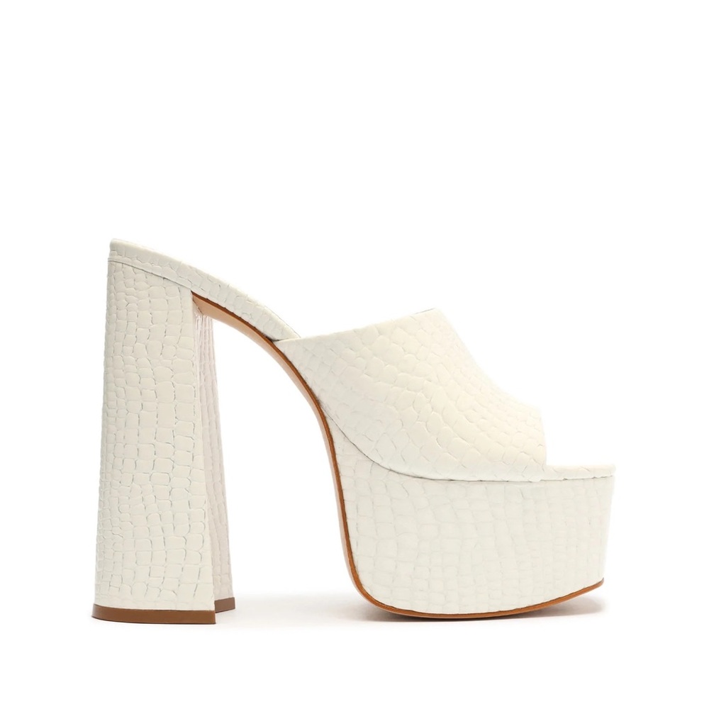 NWT SCHUTZ DARAH PLATFORM CROC BLOCK HEELS IN WHITE SIZE 7.5